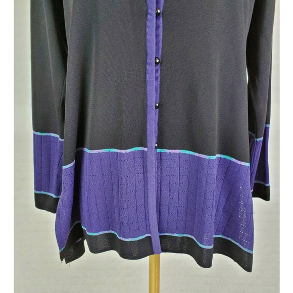 LAST CHANCE Vtg MISOOK Color Block Black Button Cardigan L - Picture 4 of 10